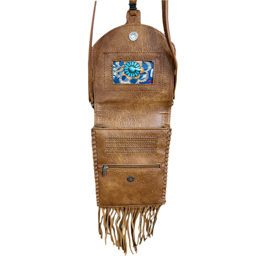 Catchfly Women's Aztec Pouch Fringe Crossbody Purse