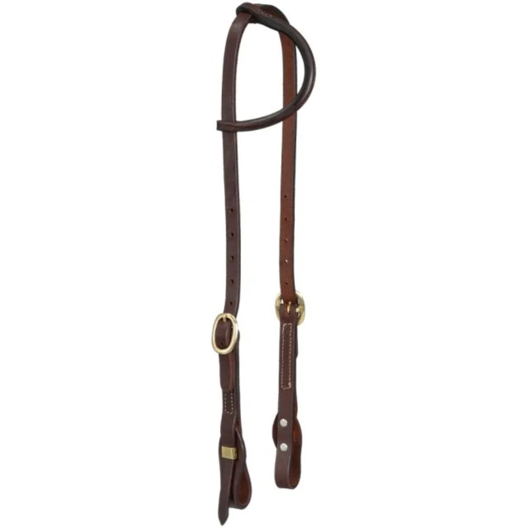 Tough 1 Royal King Harness Leather Ear Headstall with Quick Change Ends