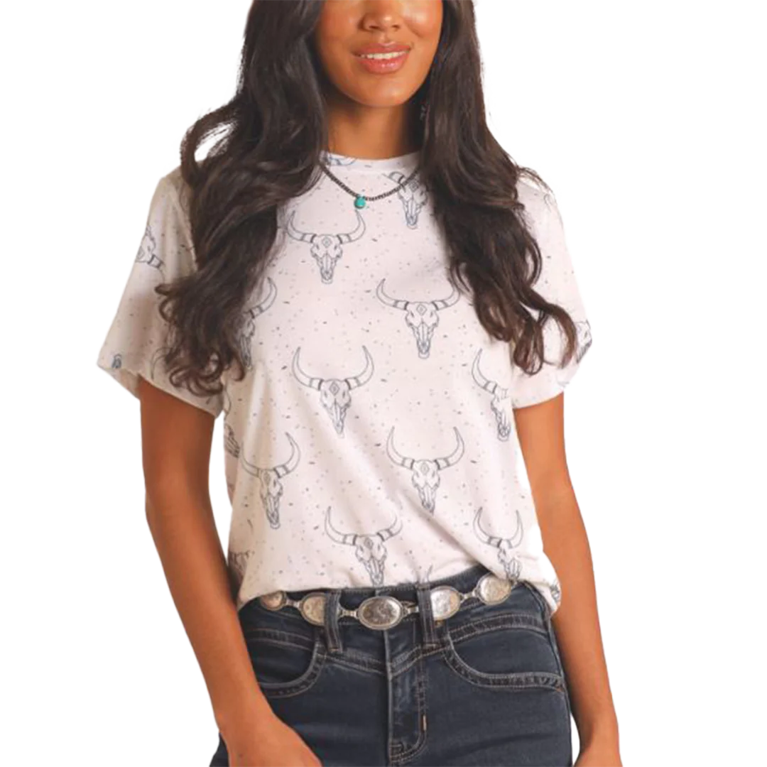 Rock & Roll Denim Unisex All Over Print Longhorn Graphic T-Shirt