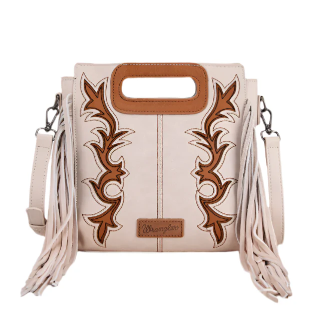 Wrangler Top Handle Embroidered Fringe Tote Bag
