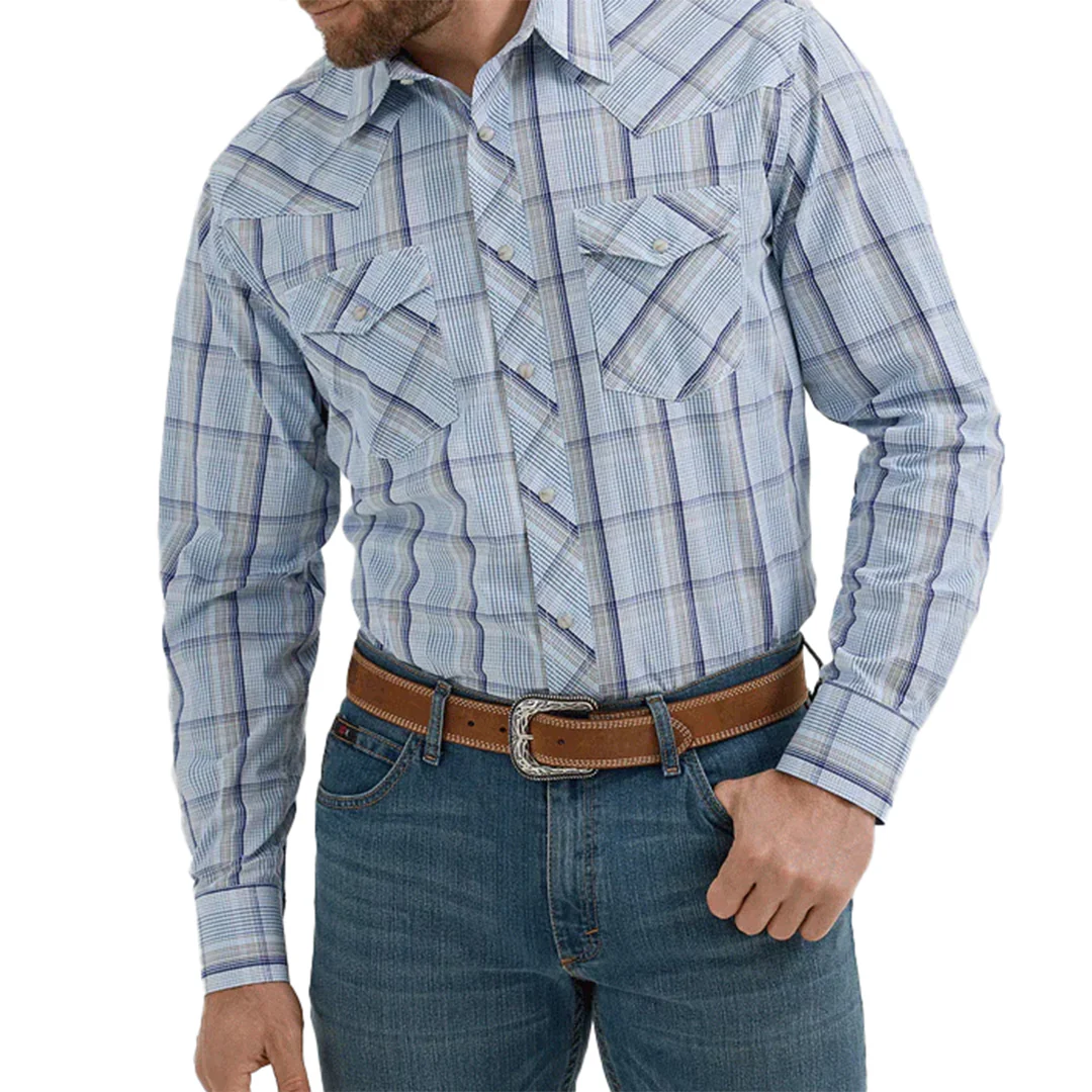 Wrangler Men's 20X Competition Western Plaid Long Sleeve Snap Shirt
