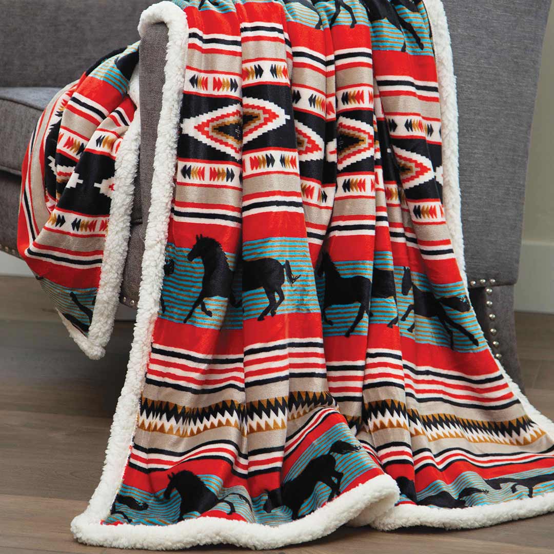 Wrangler Black Stallion Plush Throw