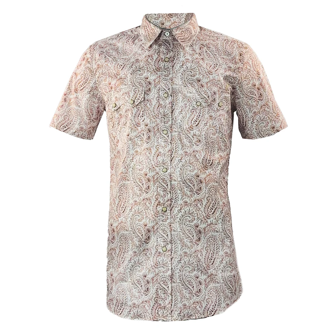 Rock & Roll Denim Men's Paisley Short Sleeve Snap Shirt