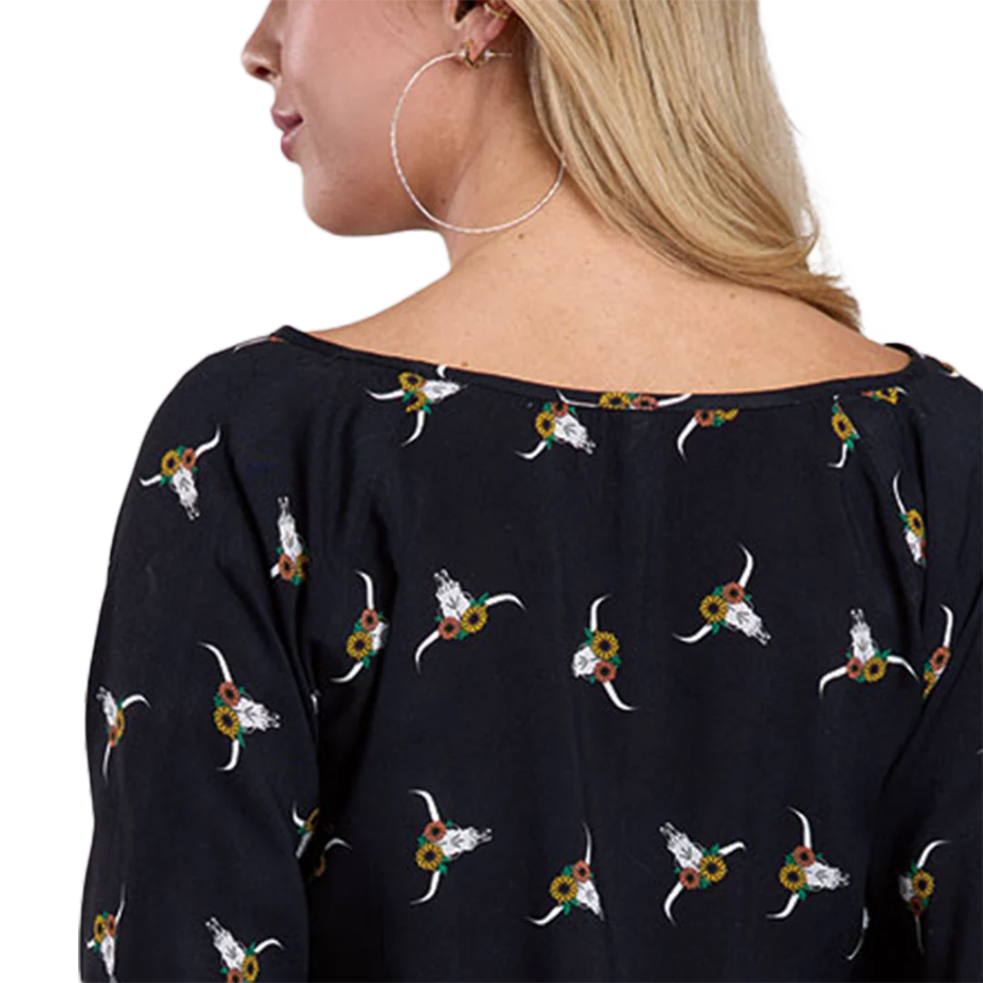 Roper Women's Skull Print Peasant Blouse