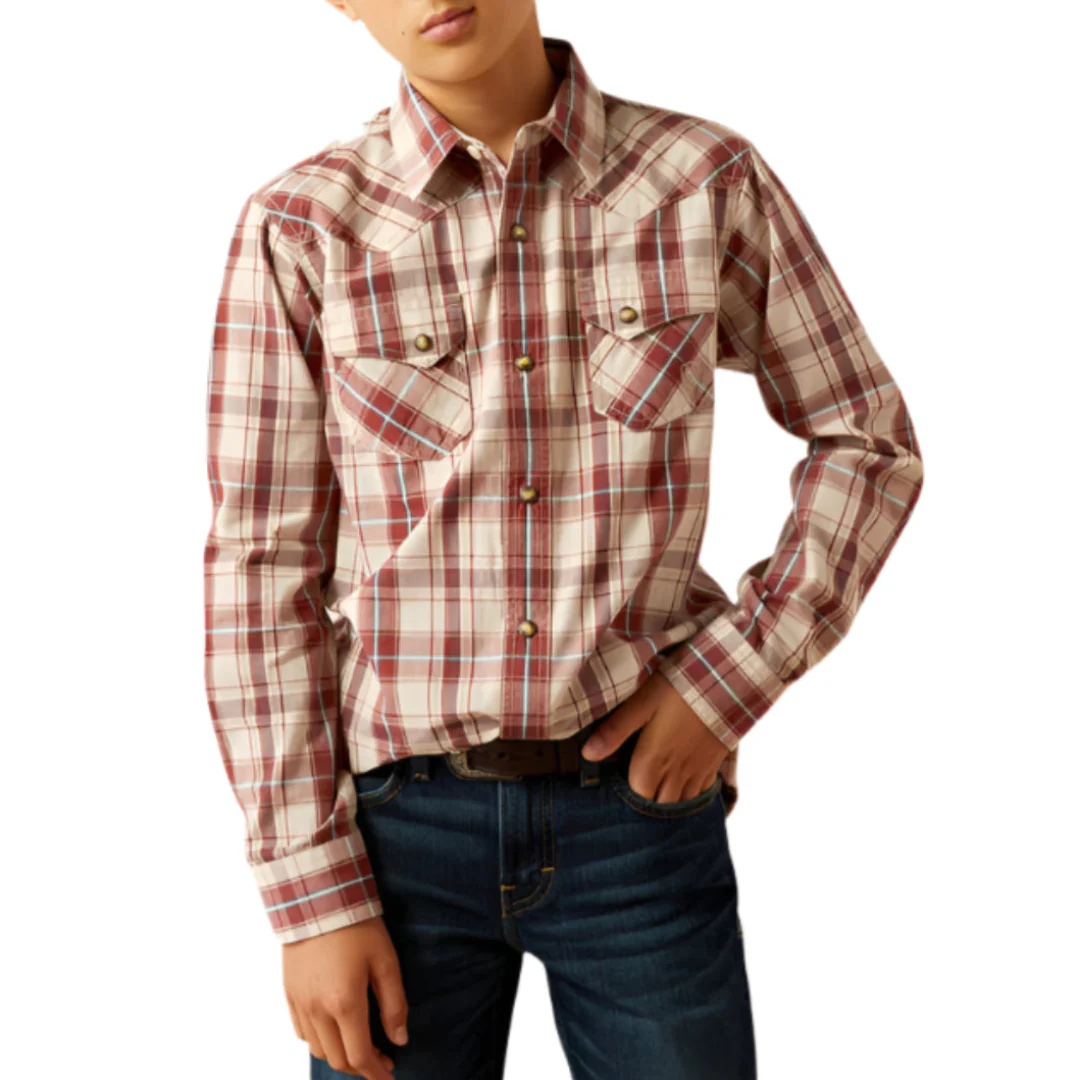 Ariat Boys' Retro Plaid Hendricks Long Sleeve Button Shirt