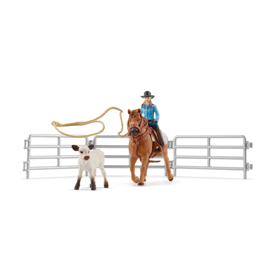 Schleich Cowgirl Team Roping Fun Toy