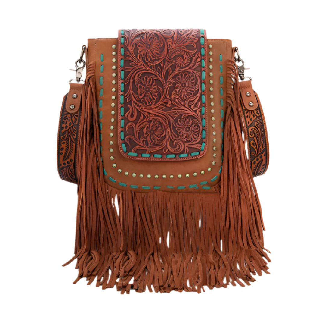 Trinity Ranch  Fringe Tooled Crossbody