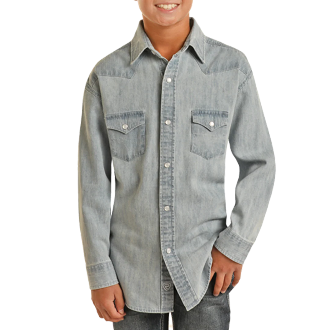 Rock & Roll Denim Boys' Long Sleeve Snap Shirt
