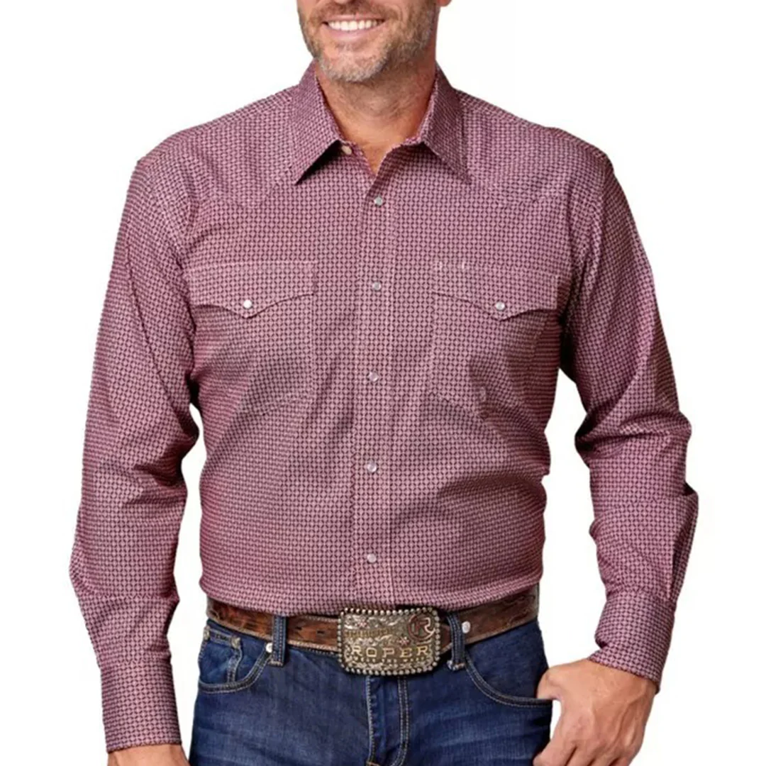 Roper Men's Amarillo Geo Print Snap Stretch Western Shirt