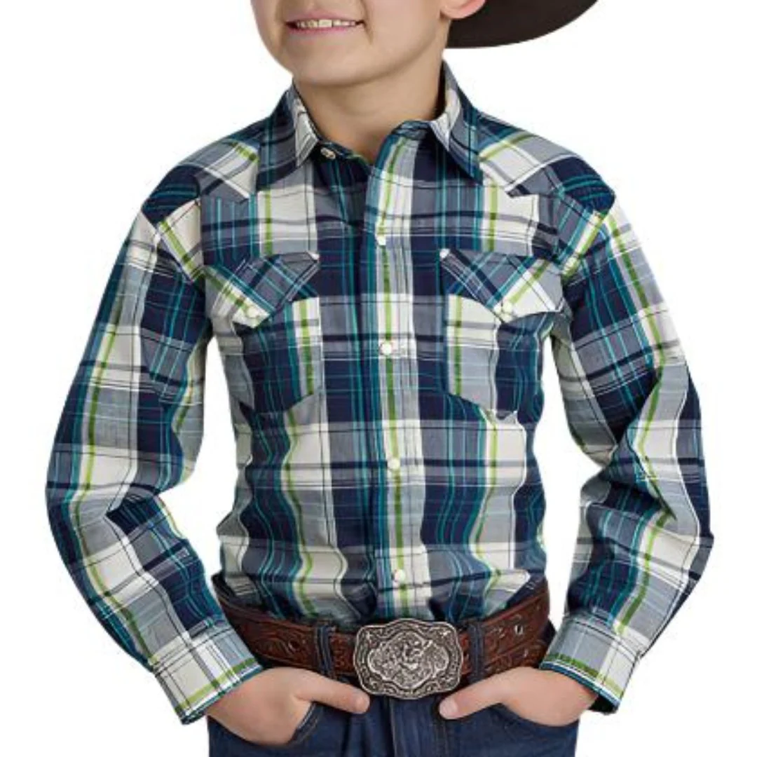 Roper Boys' Plaid Snap Shirt