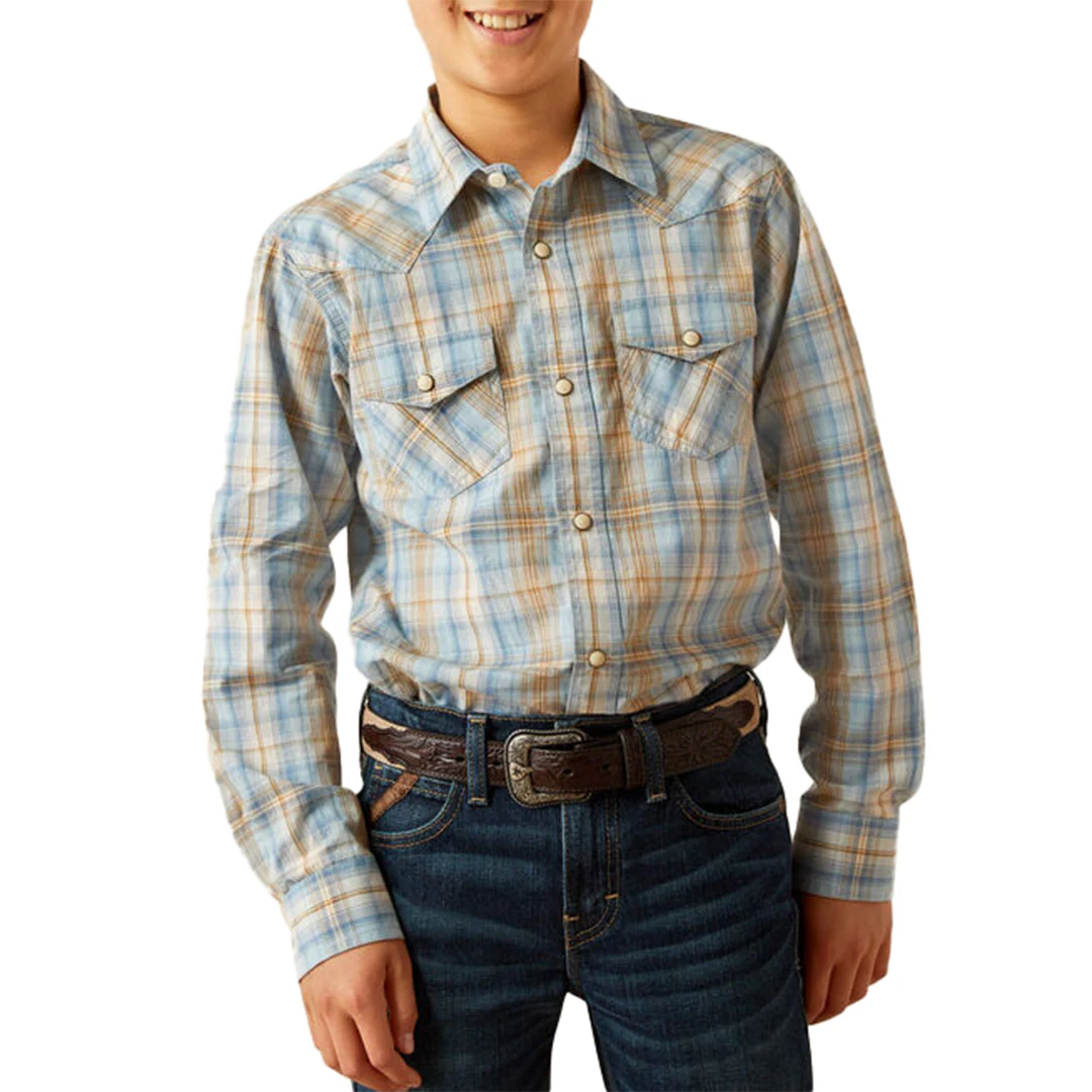 Ariat Boys' Retro Plaid Howe Long Sleeve Button Shirt