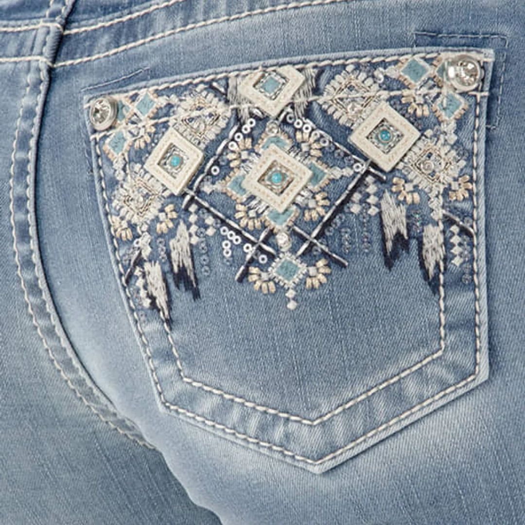 Miss Me Women's Aztec Embroidery Bootcut Jeans