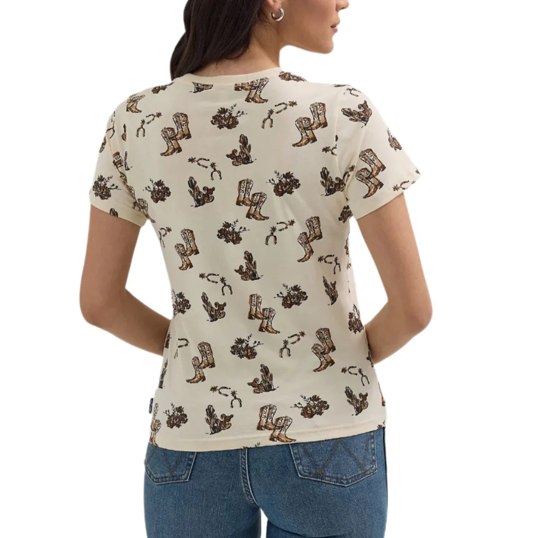 Wrangler Women's Jacquard Allover Print Slim Tee