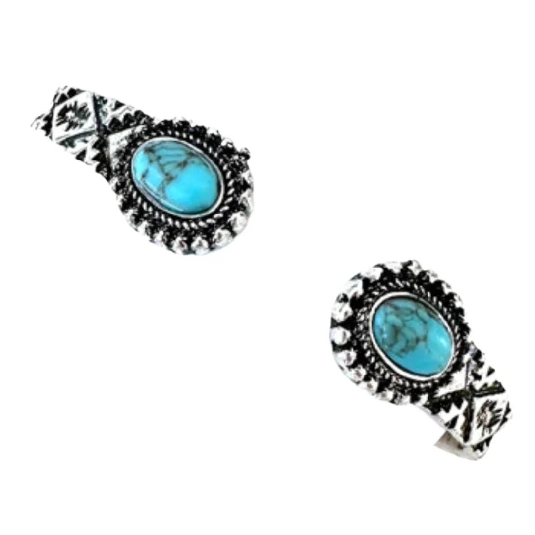Wyo Horse Women's Double Turquoise Spring Bracelet