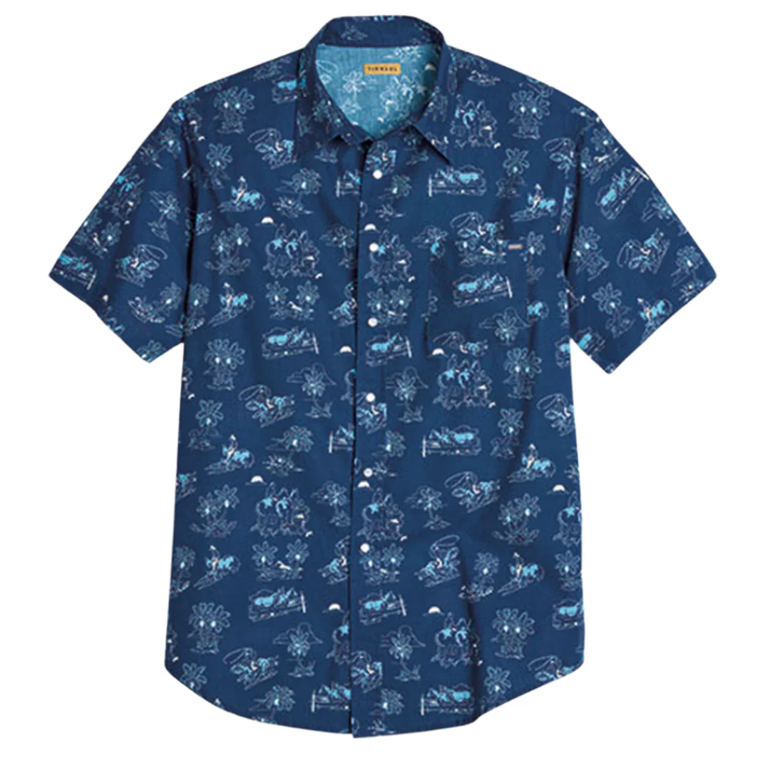 Tin Haul Men's Tropical Cowboy Print Short Sleeve Snap Shirt