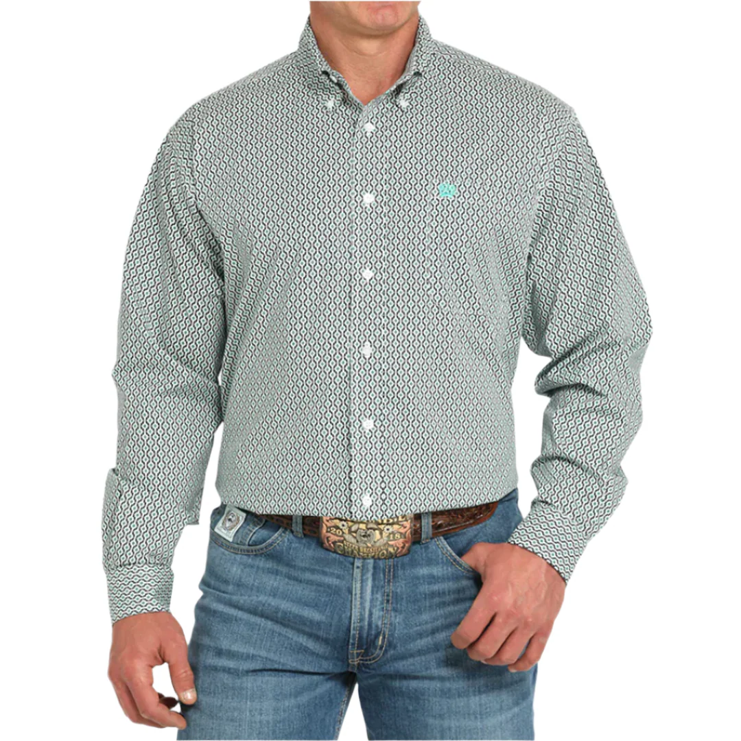 Cinch Men's Geometric Print Western Long Sleeve Button Shirt