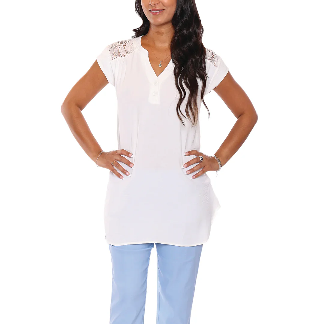 Papa Fashions Women's Lace Yoke Shirt