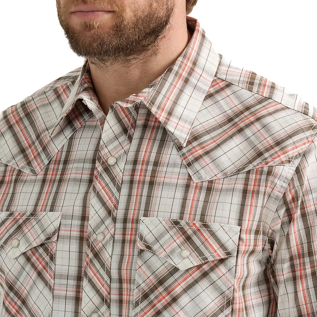Wrangler Men's 20X Competition Plaid Snap Shirt In Brown