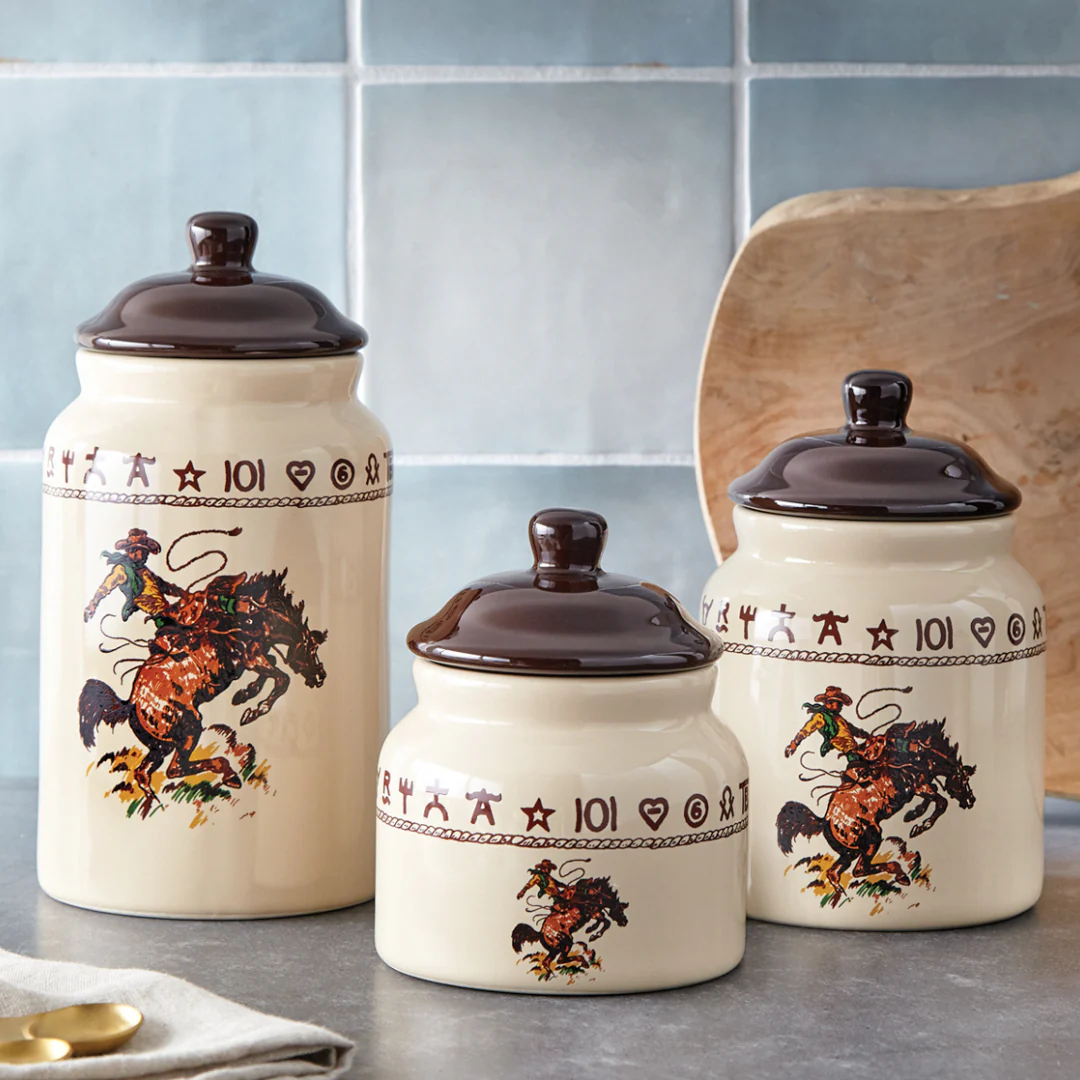West Creation 3 Piece Set Bronco Print Canister