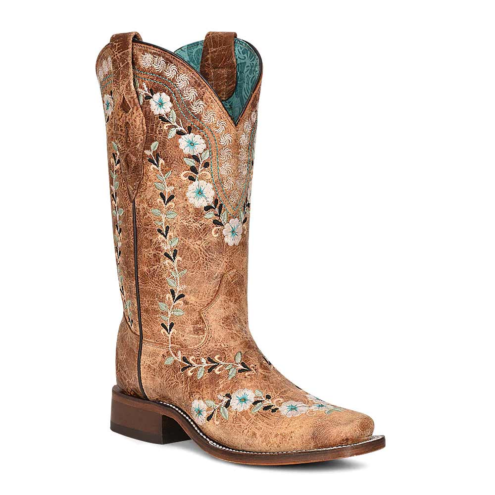 Corral Women's Floral Embroidered Square Toe Cowgirl Boots