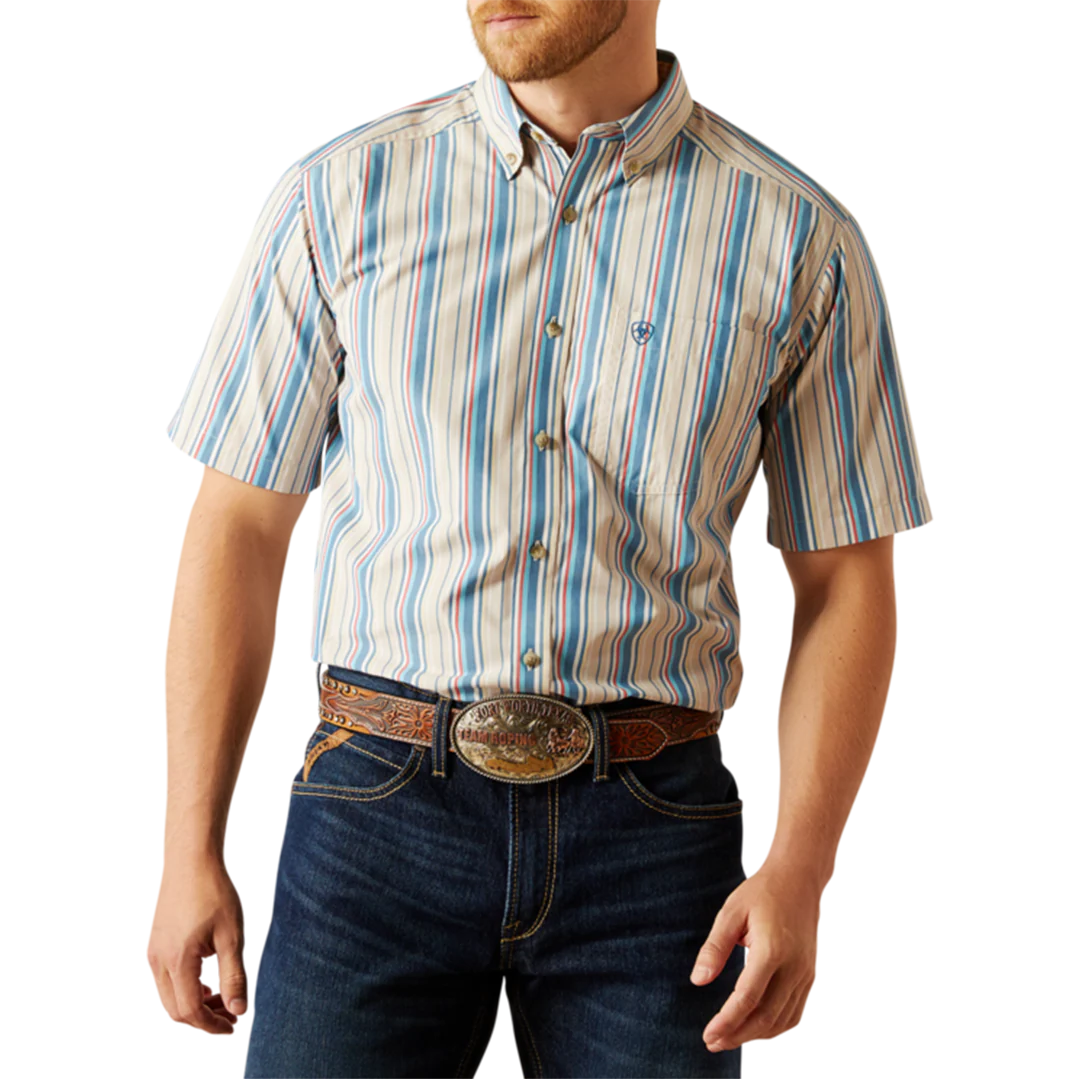 Ariat Men's Shaun Pro Strip Print Short Sleeve Button Shirt