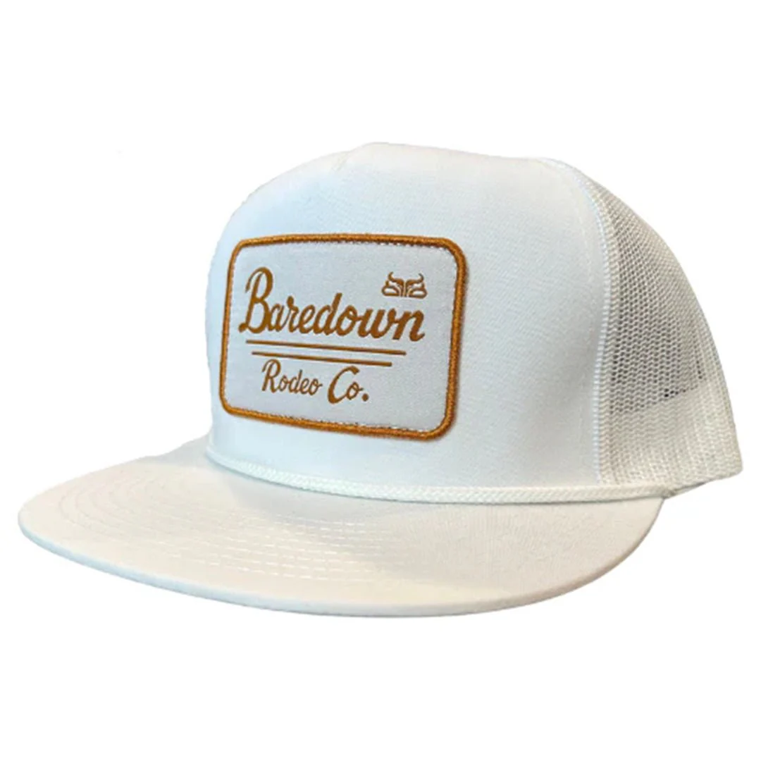 Baredown Brand Unisex Rodeo Co- White Flat Cap