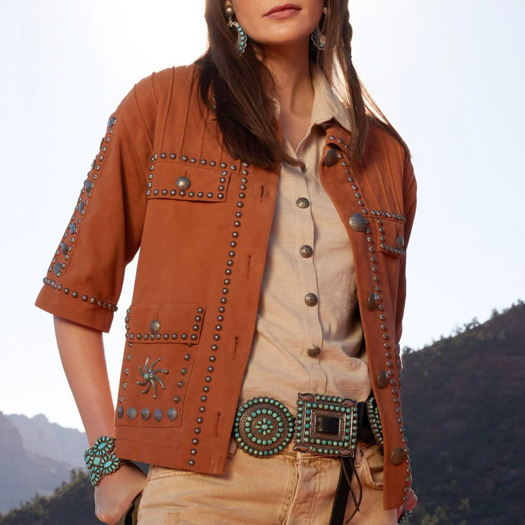Double D Ranch Women's Ancestor's Silver Suede Jacket
