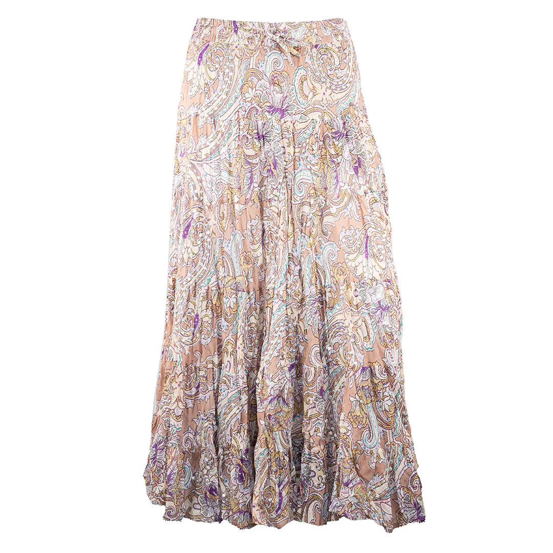 Wondrous Art Wear Women's Sequin Paisley Print 36 Maxi Skirt