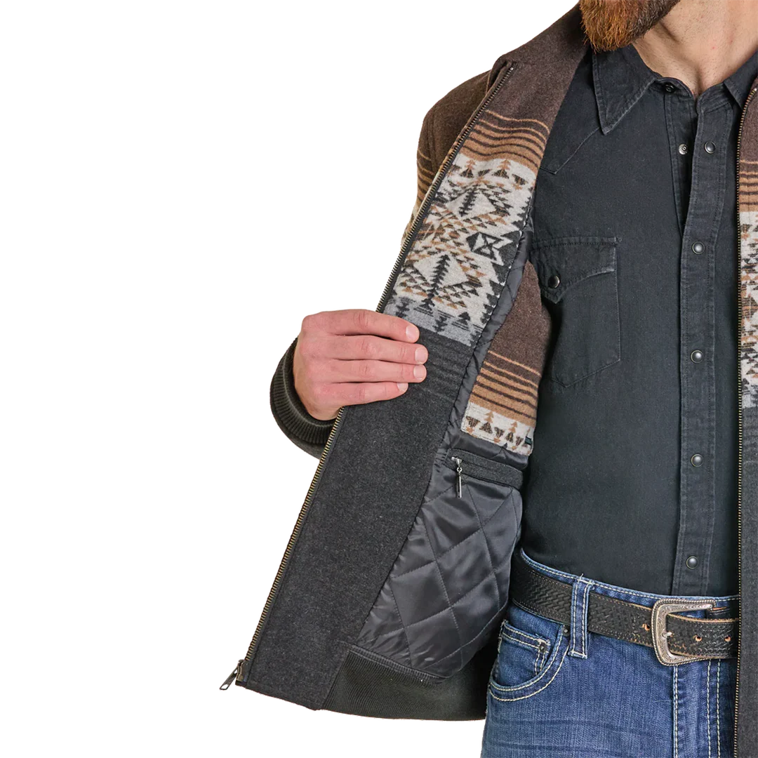 Panhandle Men's Pueblo Aztec Border Jacquard Bomber Jacket