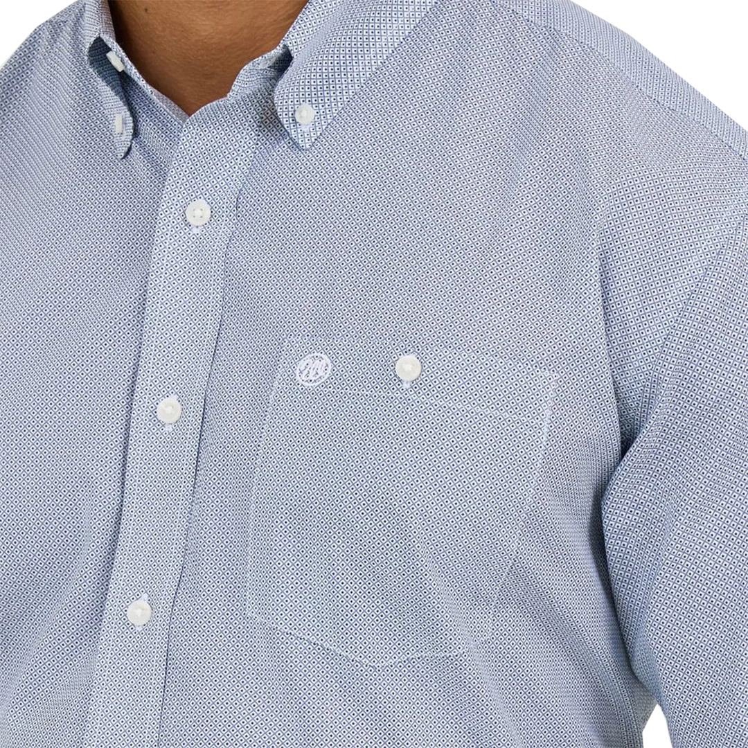 Wrangler Men's Classic Fit Geometric Print Short Sleeve Button Shirt