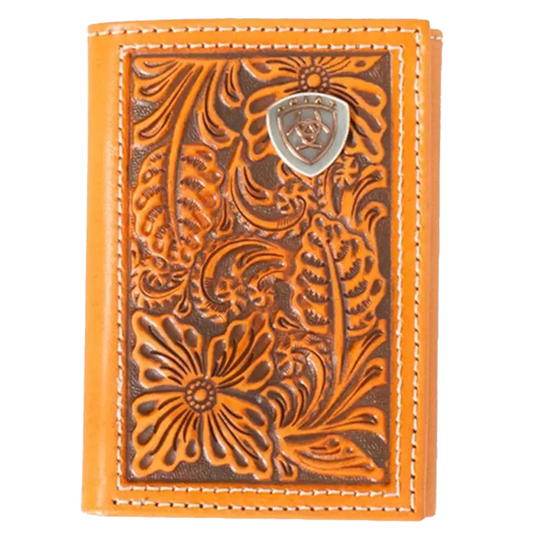 Ariat Men's Trifold Leather Logo Embossed Floral