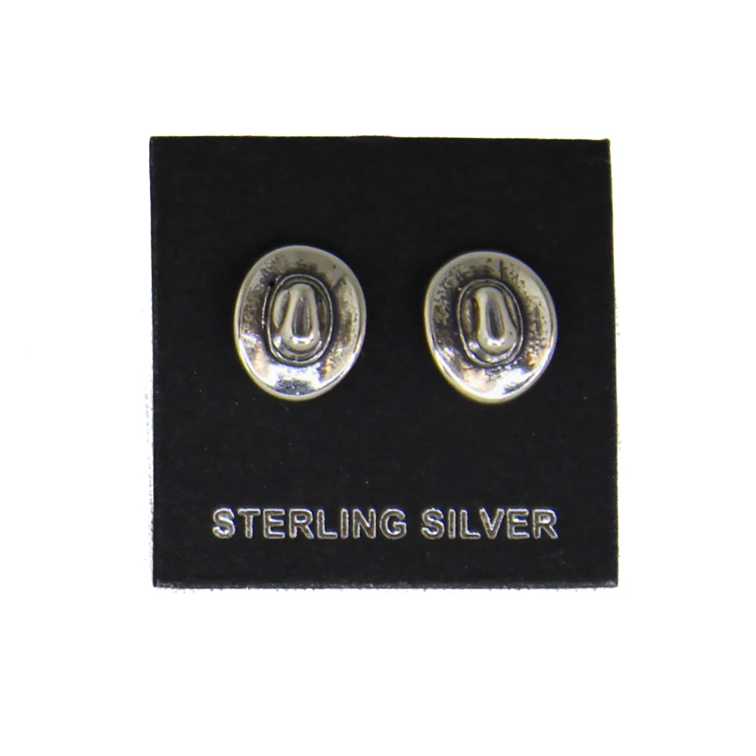 Cowboy Hat Silver Stud Earrings