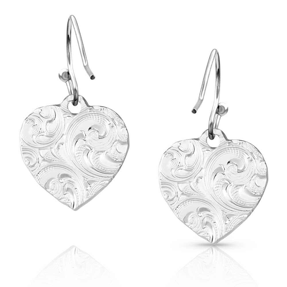 Montana Silversmiths Chiseled Heart Earrings
