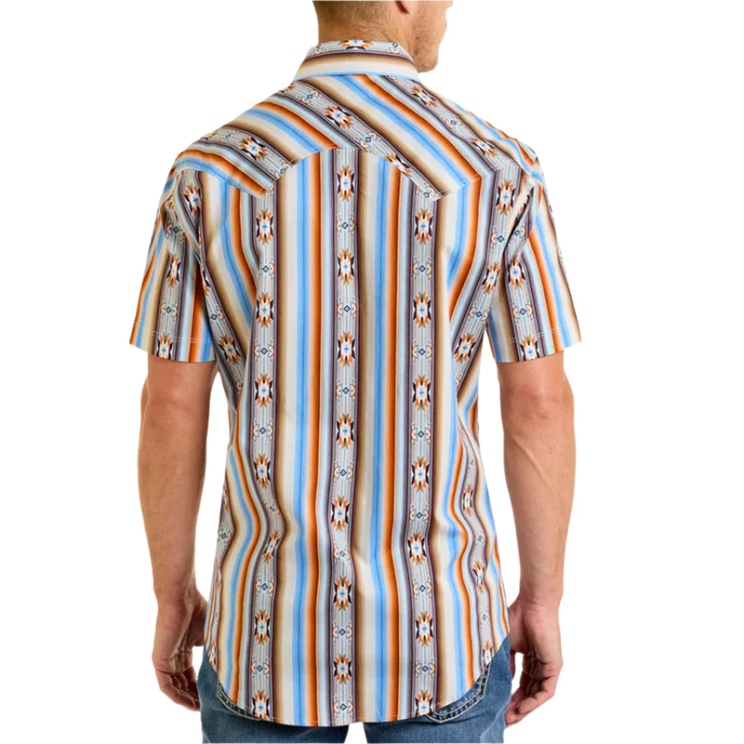 Rock & Roll Denim Men's Aztec Print Short Sleeve Snap Shirt