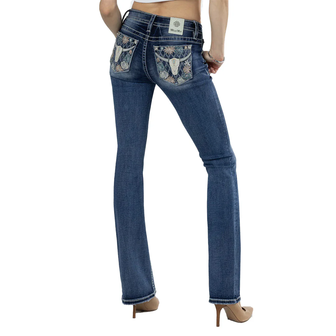 Miss Me Women's Western Bloom Bootcut Jeans
