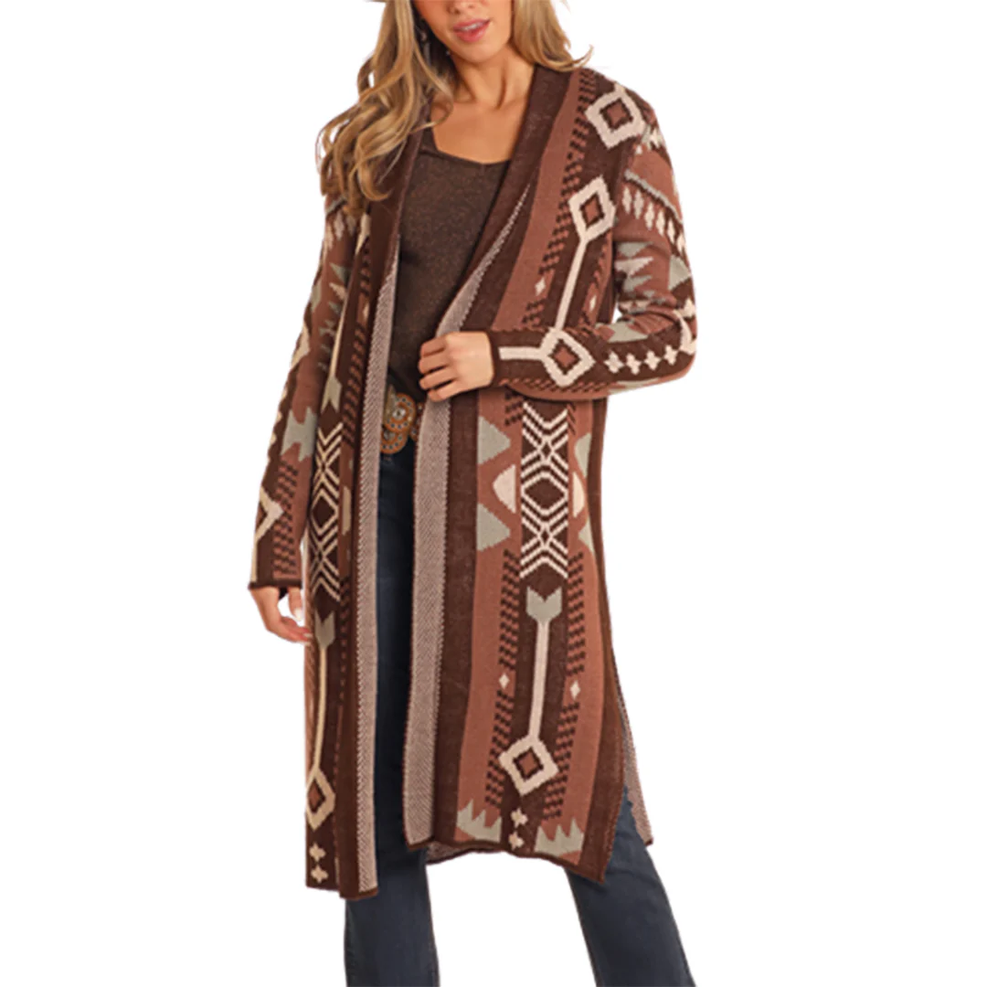 Rock & Roll Denim Women's Aztec Print Duster Sweater