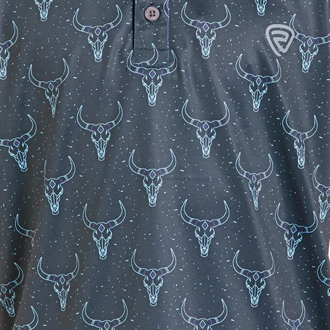 Rock & Roll Denim Boys' Longhorn Print Short Sleeve Polo