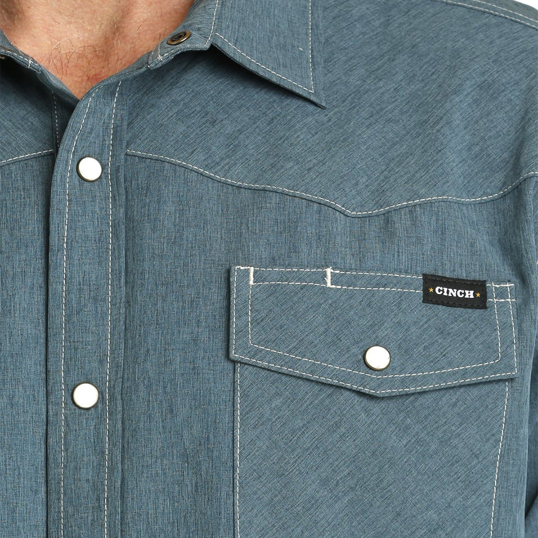 Cinch Men's Solid Western Camp Short Sleeve Snap Shirt