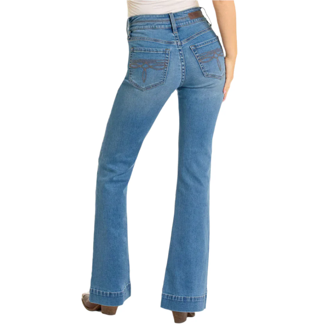 Rock & Roll Denim Women's High Rise Double Waistband Trousers Jeans