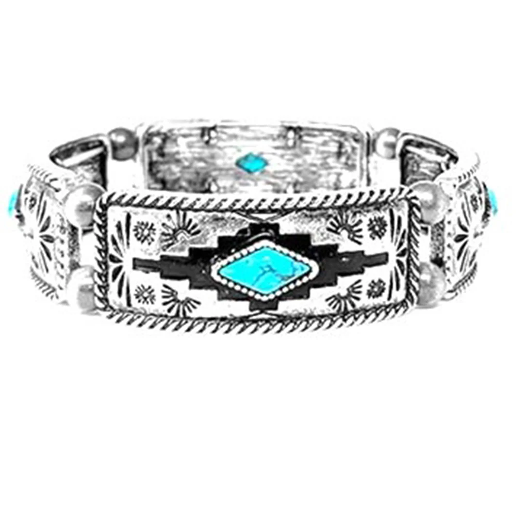 Wyo Horse Women's Navajo and Stone Stretch Bracelet