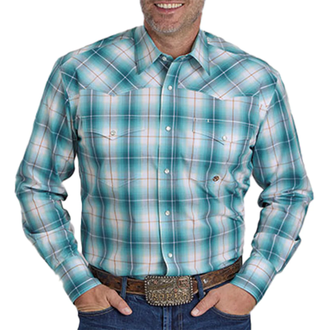 Roper Men's Amarillo Collection Plaid Long Sleeve Snap Shirt