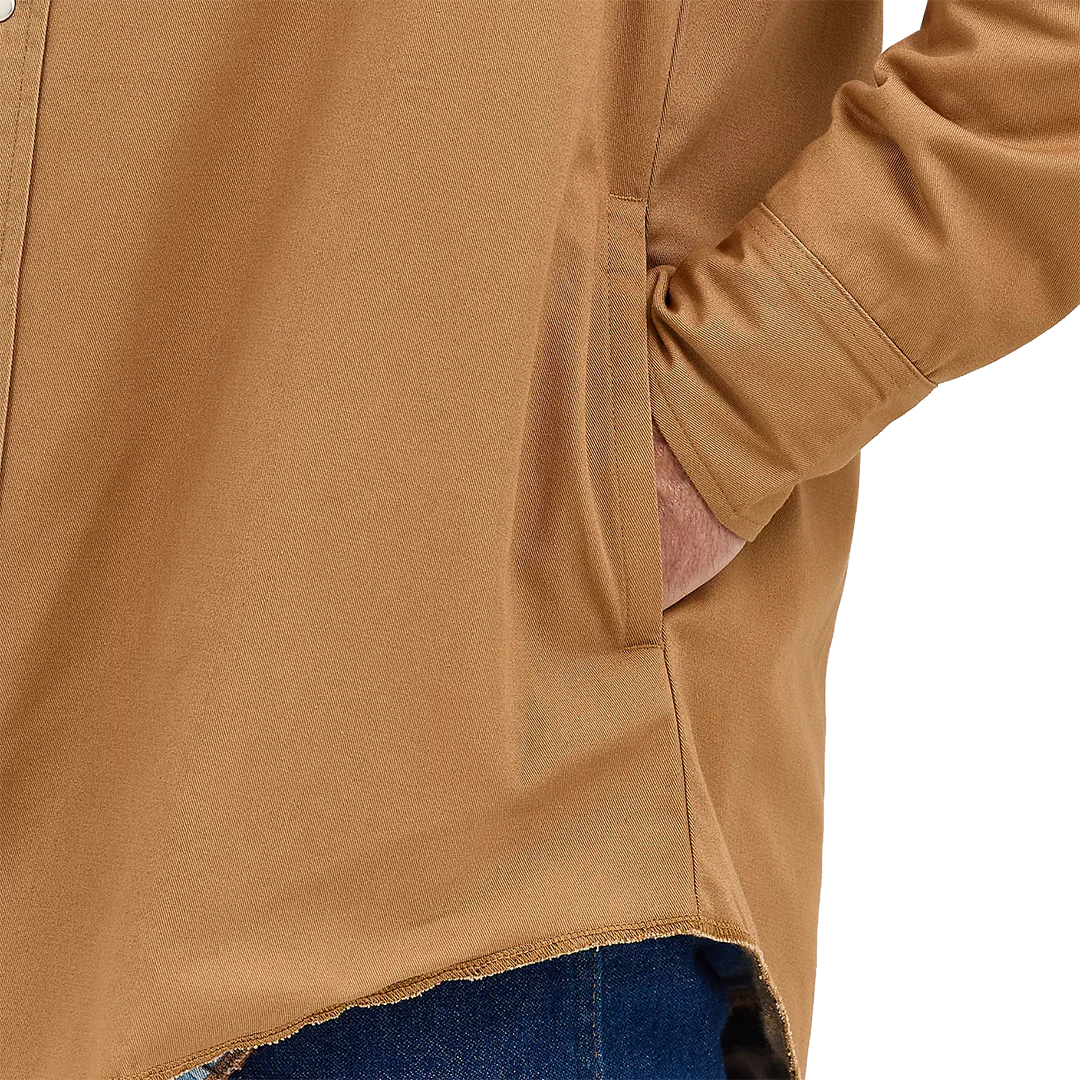 Wrangler Men's Flannel Lined Solid Long Sleeve Snap Workshirt