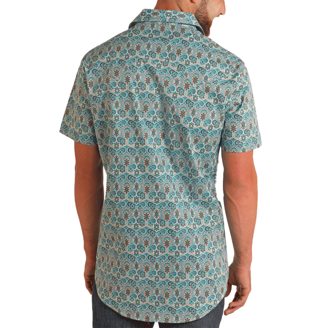 Rock & Roll Denim Men's Paisley Print Short Sleeve Snap Shirt