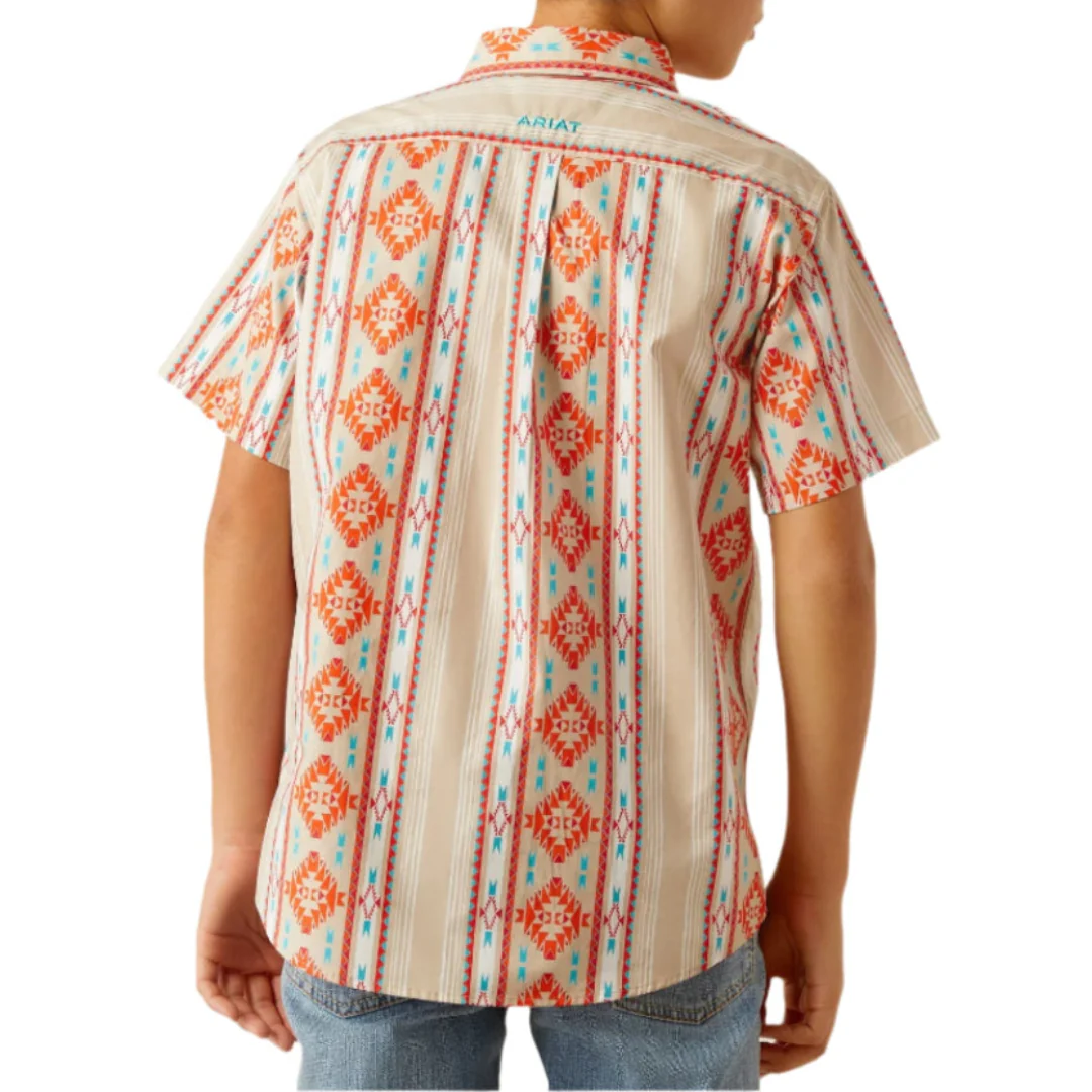 Ariat Boys' Aztec Print Short Sleeve Button Shirt