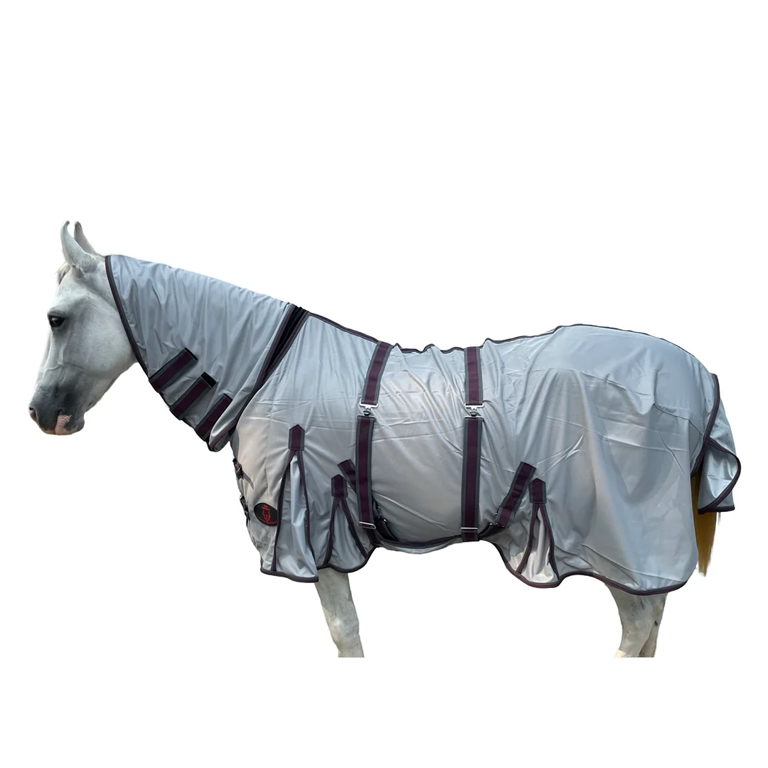 Tech Equestrian Grey Fly Sheet with Attached Hood