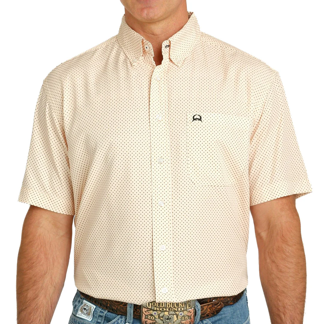 Cinch Men's ArenaFlex Short Sleeve Button-Down In Peach