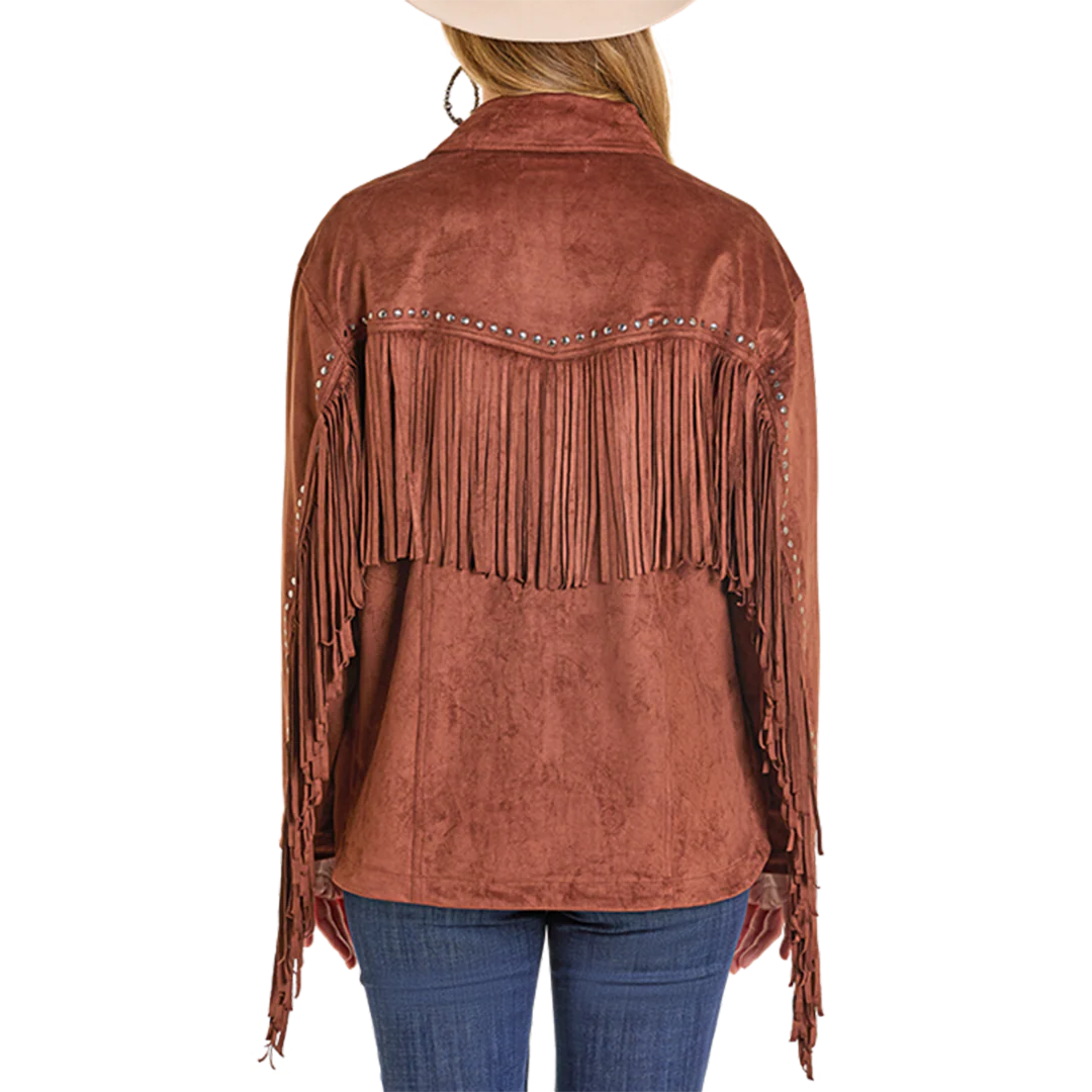 Rock & Roll Denim Women's Microsuede Fringe Shacket
