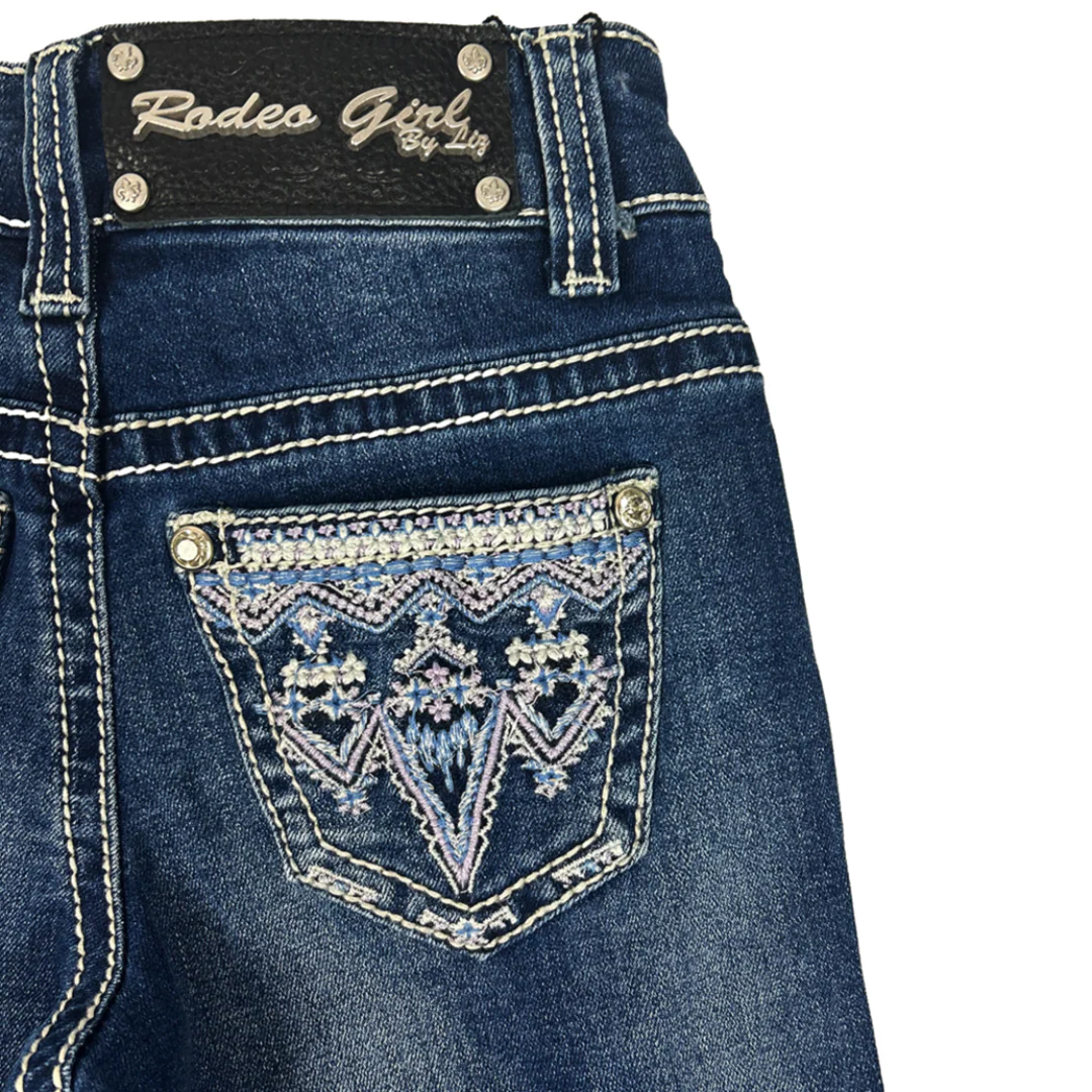 Rodeo Girl Girls' Aztec Embroidery Bootcut Jeans