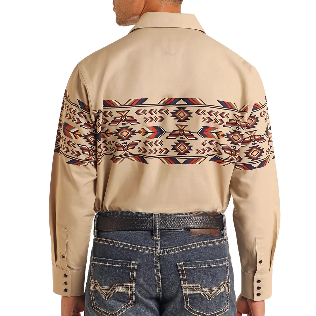 Panhandle Men's Border Print Snap Shirt