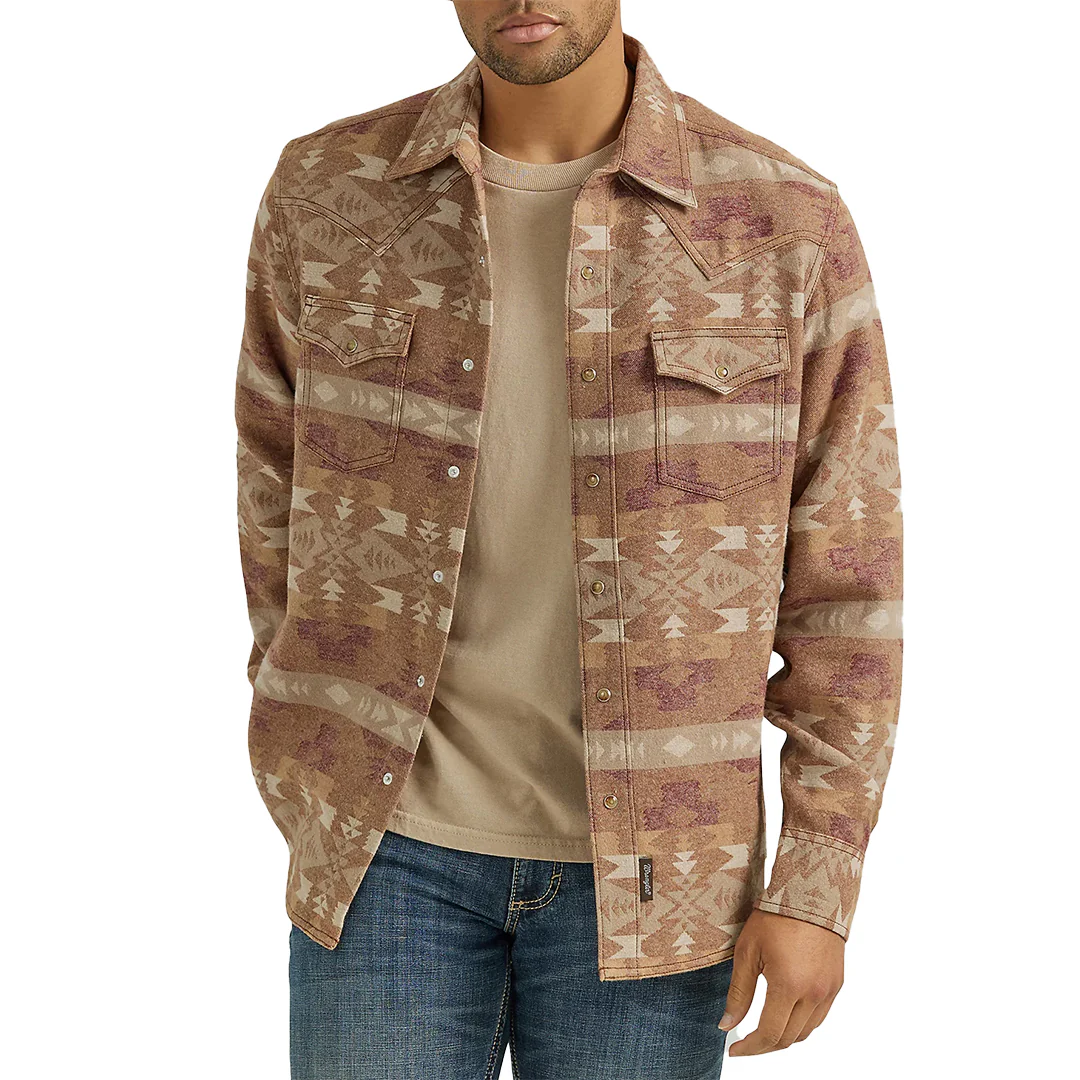 Wrangler Men's Retro Premium Jacquard Snap Shirt Jacket